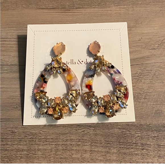 Stella & Dot dew drop statement enamel earrings convert to studs - Picture 7 of 8